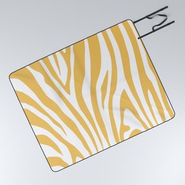 6-311-1 Yellow & White, Decorative Zebra Stripes, Boho decor Picnic Blanket
