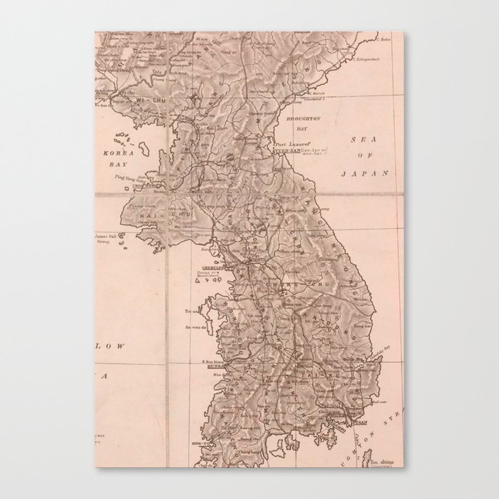 Vintage South Korea Map Canvas Print
