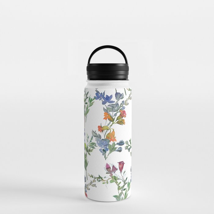 Hand Painted Watercolor Field Flowers Pattern | Pretty and Wild Water Bottle