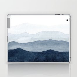 Indigo Abstract Watercolor Mountains Laptop Skin