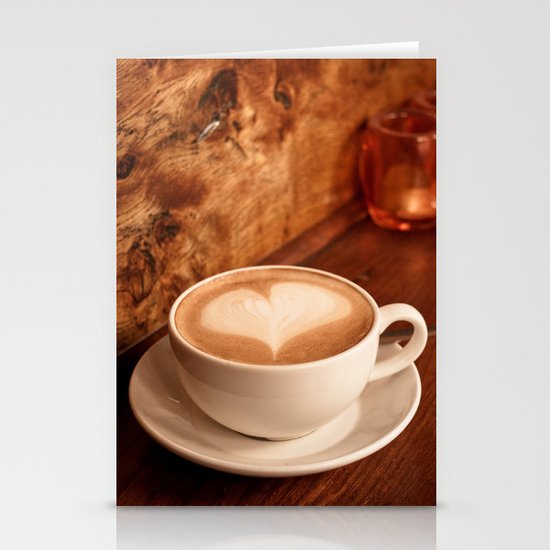 white coffee heart Stationery Cards