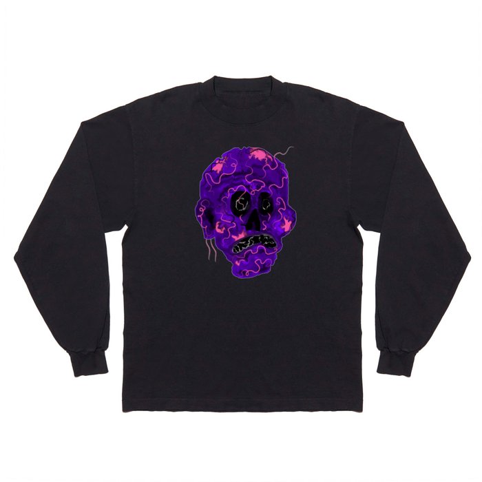 Purple Zombie Skull Long Sleeve T Shirt