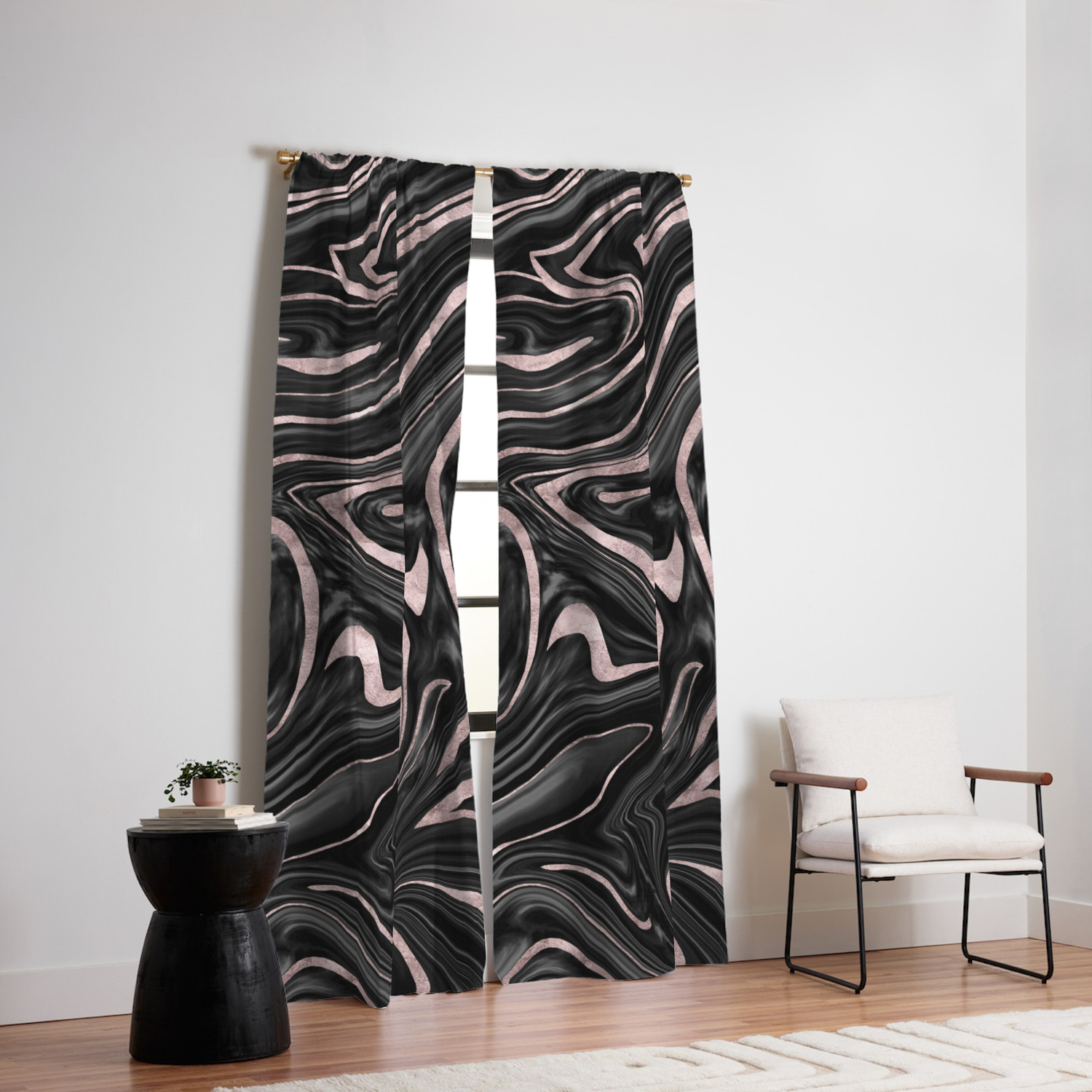 Black Gray White Rose Gold Marble 1 Decor Art Society6