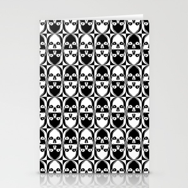 Black and white halloween skull pattern Stationery Cards