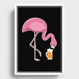 Beer Lover Flamingo Framed Canvas