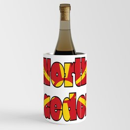 North Macedonia Font with North Macedonian Flag Wine Chiller
