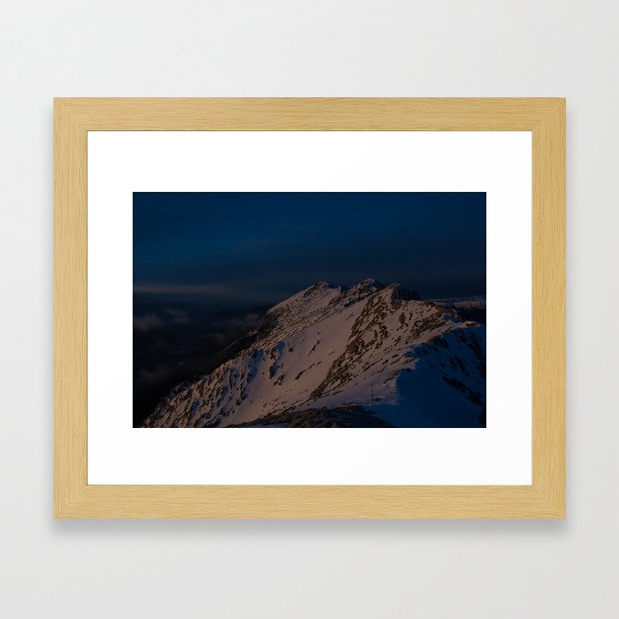 Winter sunrise in Piatra Craiului mountains Framed Art Print