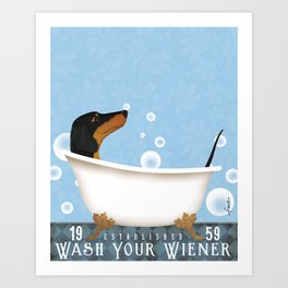 Dachshund Bath Wash Your Wiener Dog Art Art Print