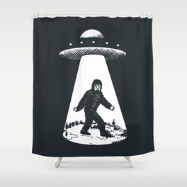 Bigfoot abducted by UFO Shower Curtain