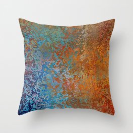 Vintage Rust, Copper and Blue Throw Pillow