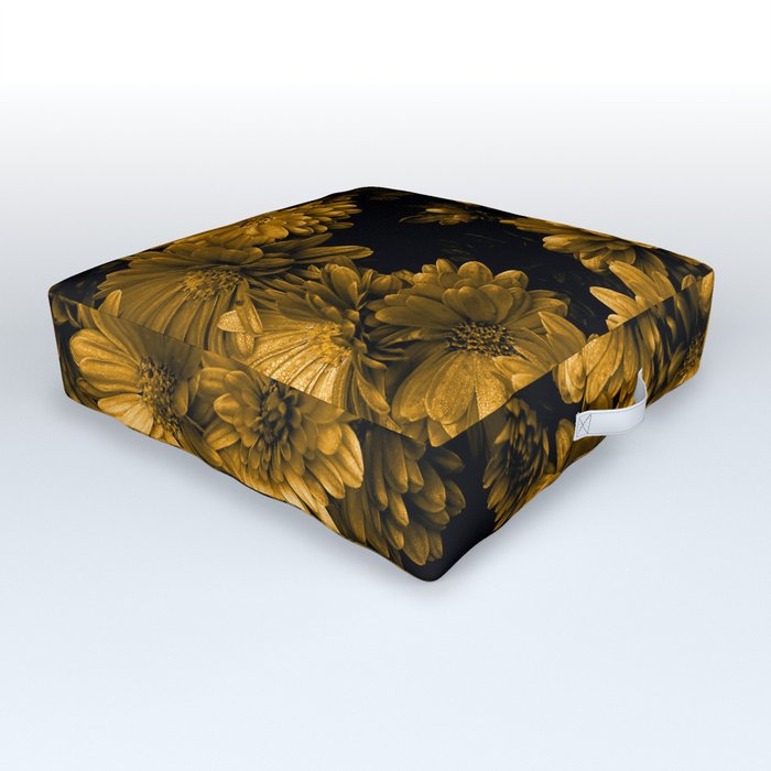 Golden floral pattern design | Close-up of Gerbera daisies bouquet  Outdoor Floor Cushion
