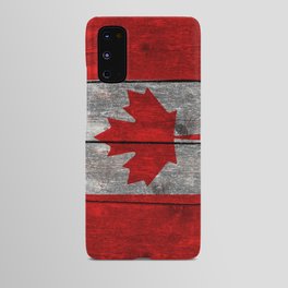 Canada flag on heavily textured woodgrain Android Case