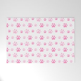 Adorable Pink Cat Paw Seamless Pattern Welcome Mat