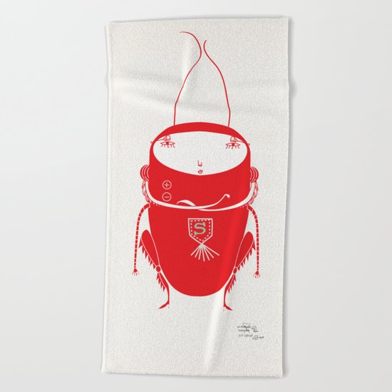 Red cricket Beach Towel