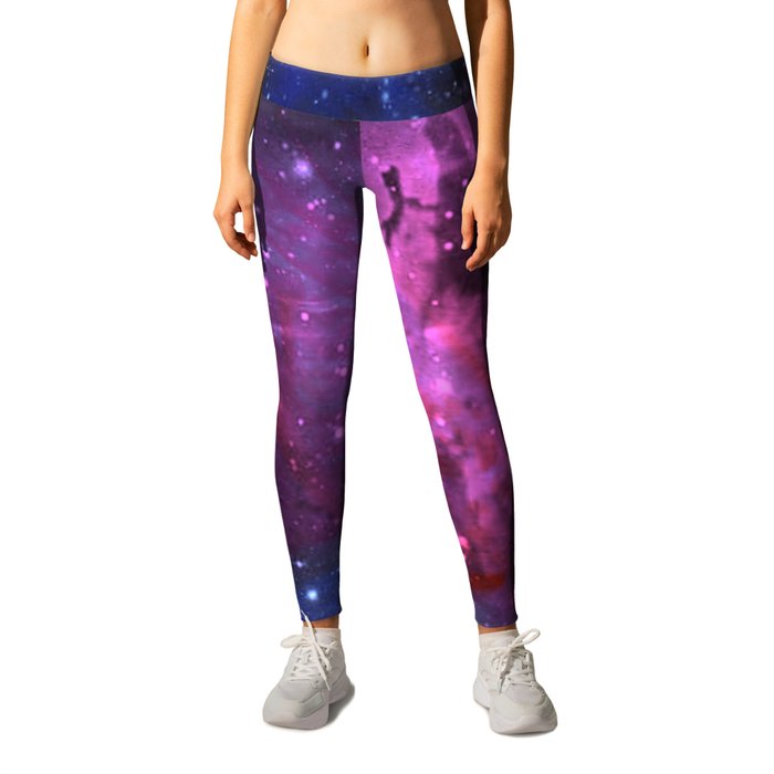 Pink N Blue Floral Space Explosion Leggings by minx267 | Society6