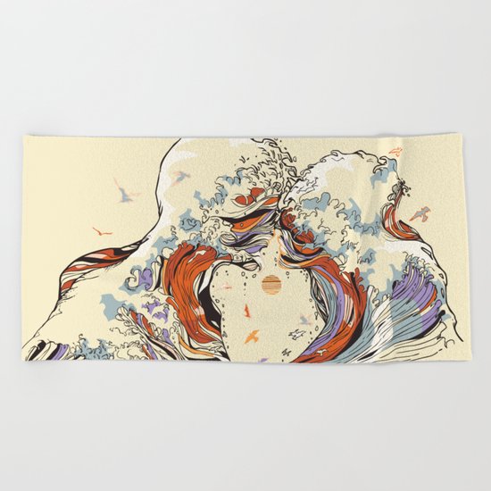 The Wave of Love Beach Towel