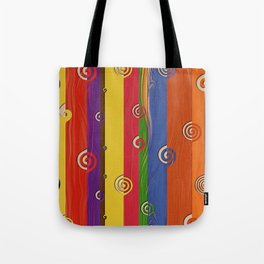 Spirals on Striped Wood Tote Bag