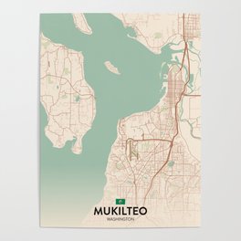 Mukilteo, Washington, United States - Vintage City Map Poster