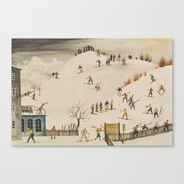 The Practice Slope winter skiing landscape painting by Franz Sedlacek  Canvas Print