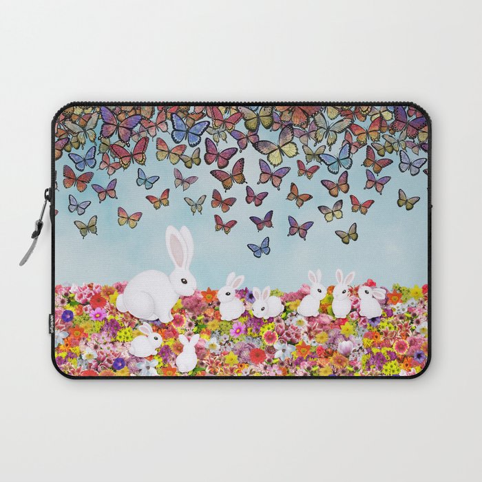 bunnies, flowers, and butterflies Laptop Sleeve