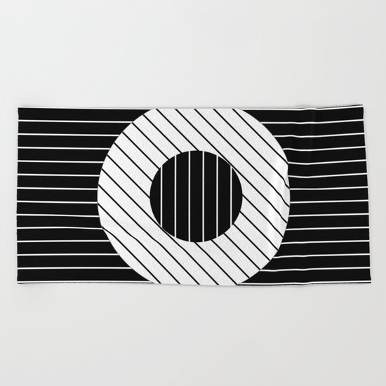 Turn (Minimalistic, black and white, geometric design) Beach Towel