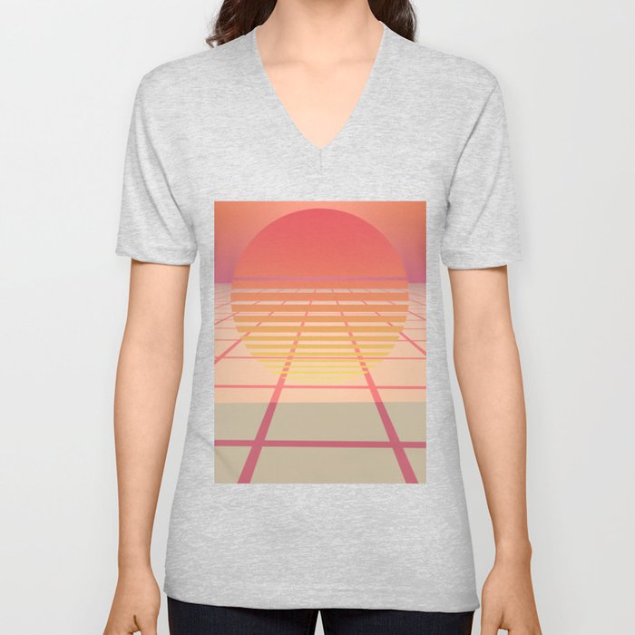 Minimal Sun Grid V Neck T Shirt