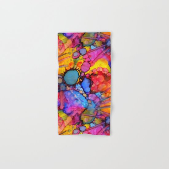 Rainbow Splats Alcohol Inks Hand & Bath Towel