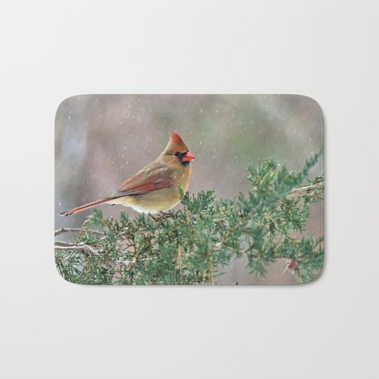 Waiting for Christmas Cardinal Bath Mat