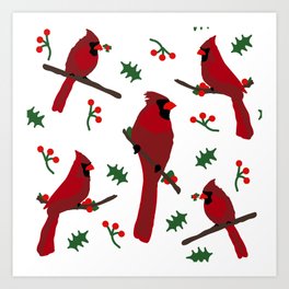 Winter Cardinals Art Print