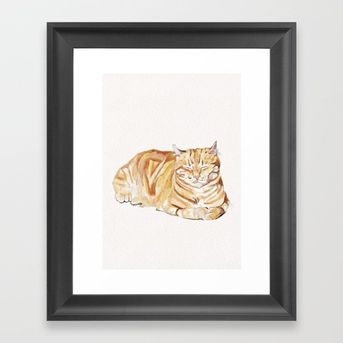Tabby Cat Watercolor Framed Art Print