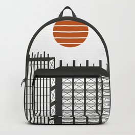 City in construction Backpack | Black, Verticalwallart, Illustration, Cityprint, Urbanposter, Black and White, Graphicdesign, Orange, Cityposter, Blackandwhite 