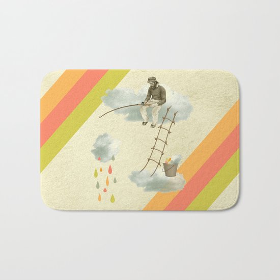 The fisherman who was cleaning the sky from the clouds Bath Mat