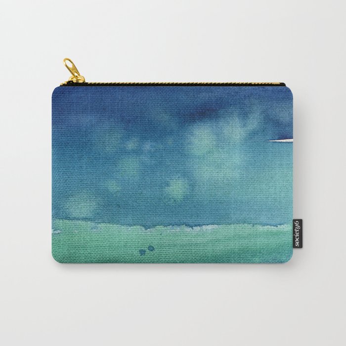 Abstract Blue Horizontal Stripes Watercolor Texture Carry-All Pouch