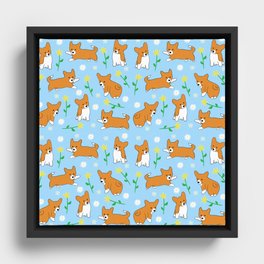Corgis cute dog pattern Framed Canvas