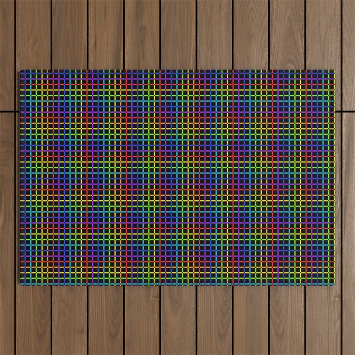 Rainbow Gingham Dark 02 Outdoor Rug