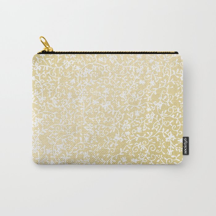 Hand painted modern faux gold white floral pattern Carry-All Pouch