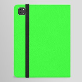 Bright Lime Green Solid Color Popular Hues Patternless Shades of Lime Collection Hex #33ff33 iPad Folio Case