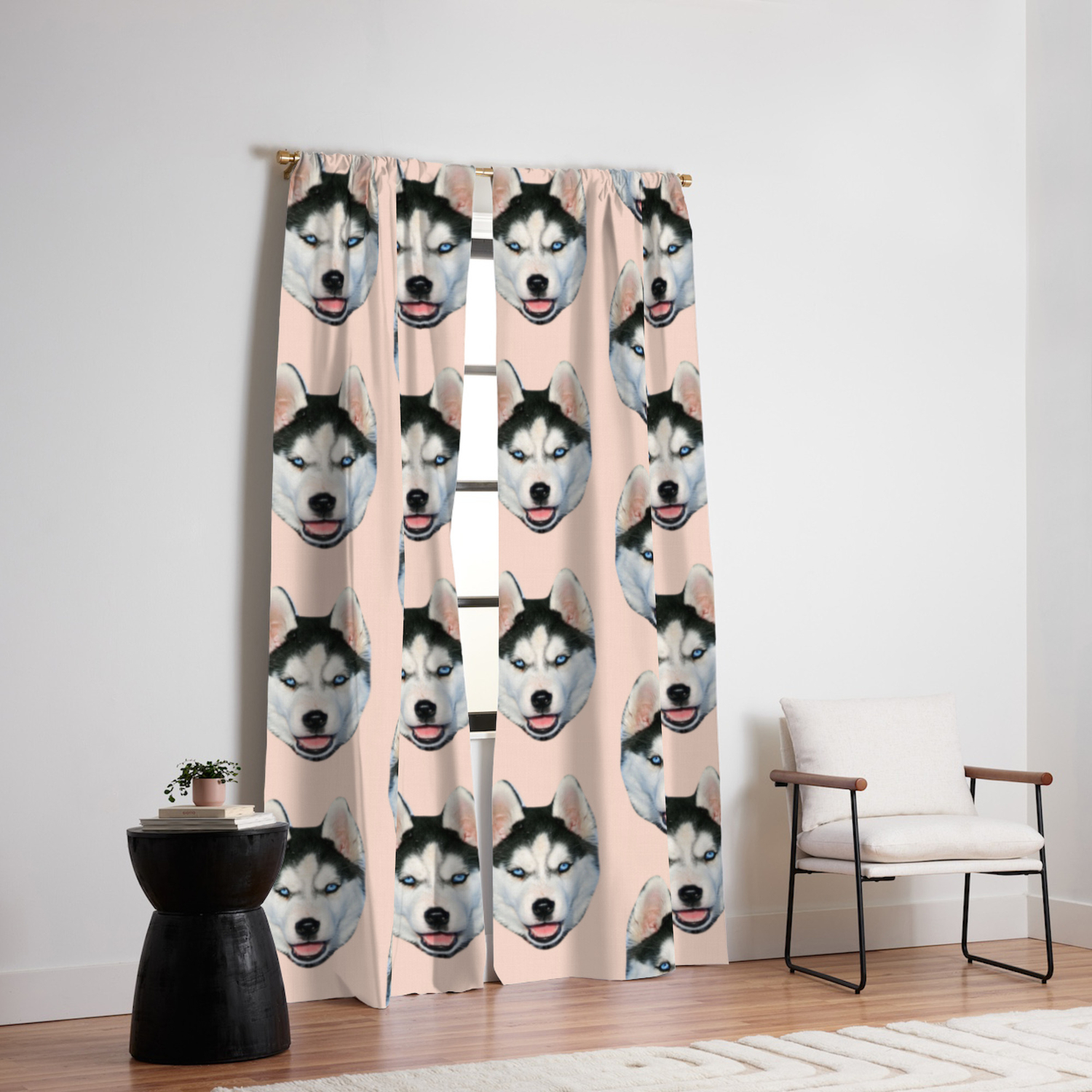 Cute Puppy Husky Dog Pattern Blackout Curtain By Chicelegantboutique