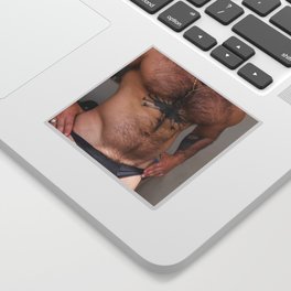 attractive man with a sexy hairy chest, male nude, erotic male nude Sticker
