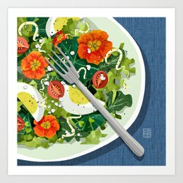 Nasturtium Salad Digital Illustration Art Print