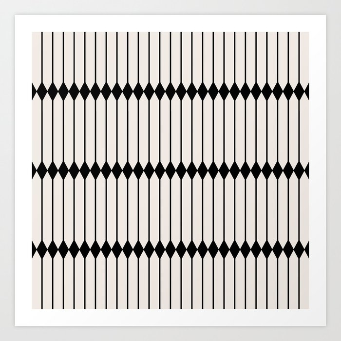 Minimal Geometric Pattern - Black Art Print