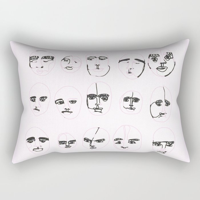one-two many faces Rectangular Pillow