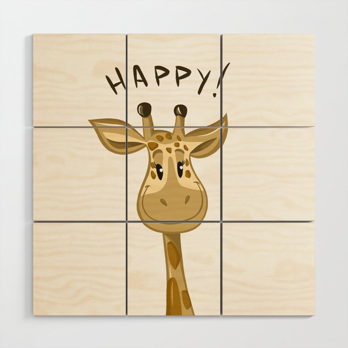 Happy Giraffe Wood Wall Art