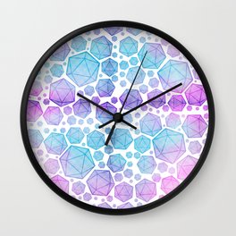 Pink & Blue Glow d20 Collage Wall Clock