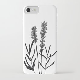 Lavender herb Black and White pencil and ink sketch, by Jason Callaway iPhone Case