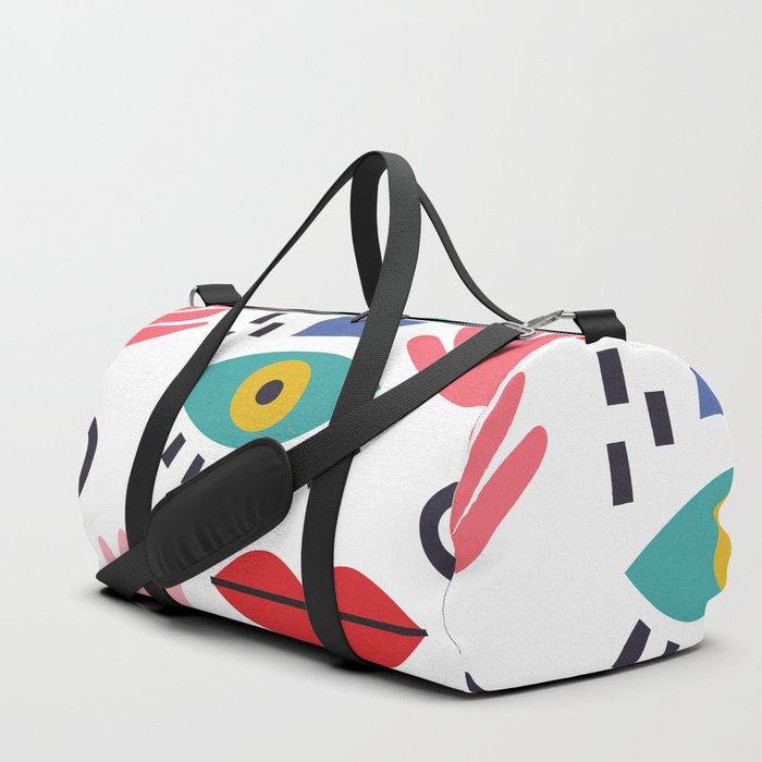 Abstract pattern with eyes and lips. Contemporary modern art Duffle Bag