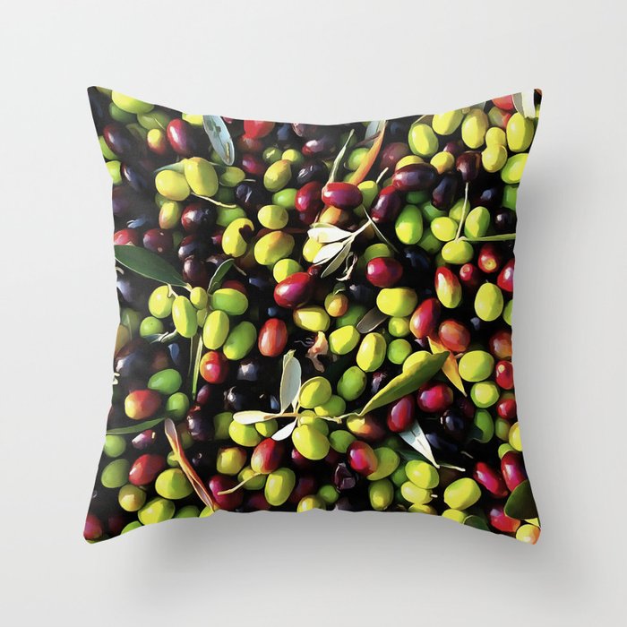 Organic Olives Throw Pillow