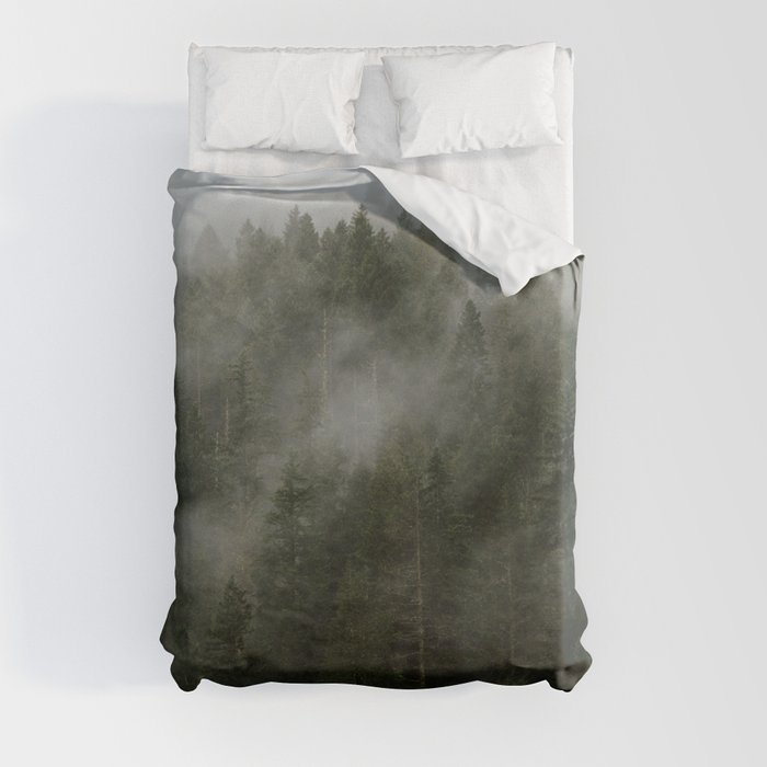 Pacific Northwest Foggy Forest Duvet Cover