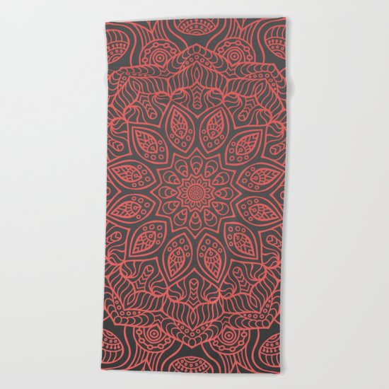 VELVET GREY MANDALA Beach Towel