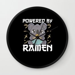 Powered By Ramen Cute Koala Eats Ramen Kawaii Wall Clock